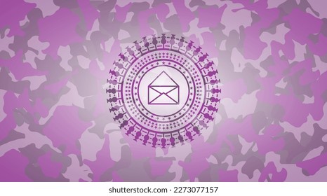 envelope icon on pink camo pattern. 