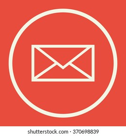 envelope icon, on red background with white line