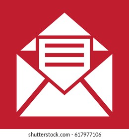 Envelope icon on red background