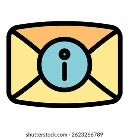 Envelope icon. Outline envelope vector icon color flat isolated