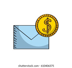 envelope icon over white background. colorful design. vector illustration