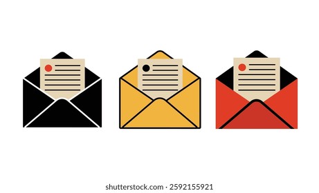 Envelope Icon - Paper in the Envelope ready to deliver as a post - Post Office