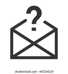 Envelope icon with question symbol. Unknown mail logo. Vector illustration.