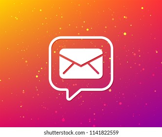 Envelope icon. Send email message sign. Internet mailing symbol. Soft color gradient background. Speech bubble with flat icon. Vector