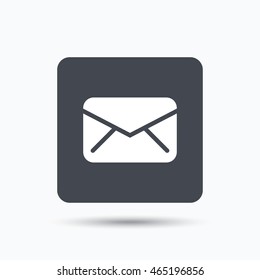 Envelope icon. Send email message sign. Internet mailing symbol. Gray square button with flat web icon. Vector