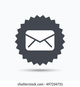Envelope icon. Send email message sign. Internet mailing symbol. Gray star button with flat web icon. Vector