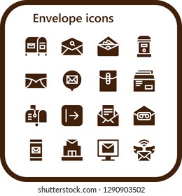  envelope icon set. 16 filled envelope icons. Simple modern icons about  - Mailbox, Email, Envelope, Mail, Send, Post office