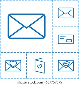 Envelope icon. set of 6 envelope outline icons such as love letter, mail