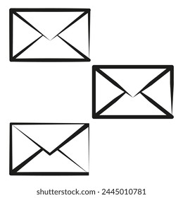 Envelope icon set. Simple mail symbols. Contact email sign. Vector illustration. EPS 10.