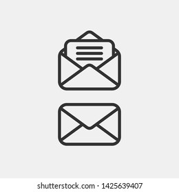 Envelope icon set. Vector illustration. Open and close envelopes.