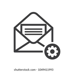 Envelope icon with settings sign. Envelope icon and customize, setup, manage, process symbol. Vector icon