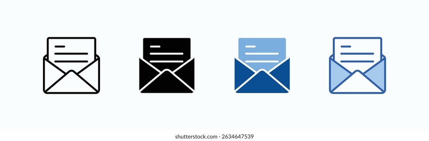 Envelope Icon Sheet Multiple Style Collection Isolated Vector