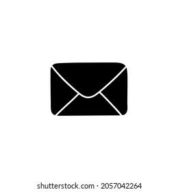 Envelope icon   in solid black flat shape glyph icon, isolated on white background 