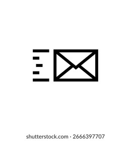 Envelope icon with speed symbol. Fast sending envelope with motion lines outline.