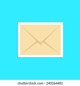 envelope icon sticker isolated on blue background. concept of analysis correspondence, postcard, spam and personal communication. flat style trendy modern logo design vector illustration