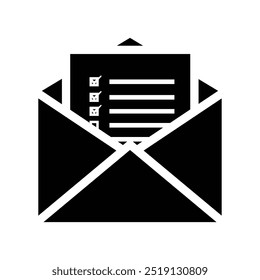 envelope icon. test or research result data. simple design style. Suitable for emails, messages, interactions. vector design template