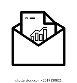 envelope icon. test or research result data. outline design style. Suitable for emails, messages, interactions. vector design template