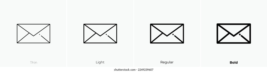 envelope icon. Thin, Light Regular And Bold style design isolated on white background