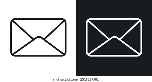Icono de sobre en color negro de línea delgada. ilustración de símbolos de Vector simple plano.