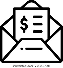 icono de sobre. Diseño De Estilo Lineal Delgado Aislado Sobre Fondo Blanco