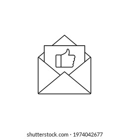  envelope  icon with thumbs up approved sign letters 