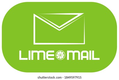 Envelope Icon In Trendy Design. 
Green and white Logo for mail service company.
