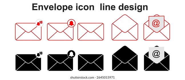 Ícone de envelope em design de linha na moda. Ícone de email definido
