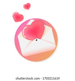 Envelope icon, Valentines Day symbol, graphic design template, love message, vector illustration