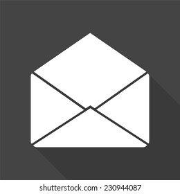 envelope icon - vector illustration with long shadow isolated on gray 