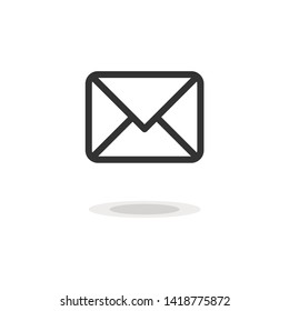 envelope icon - Vector. Icon of envelope in outline style isolated on white background with shadow.