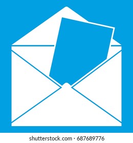 Envelope icon white isolated on blue background vector illustration