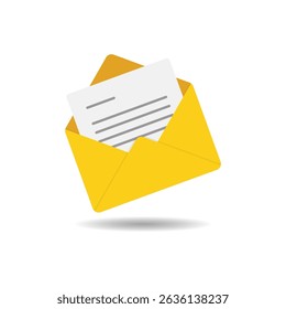 Envelope icon with yellow color. Mail envelope, Envelope post delivery symbol.