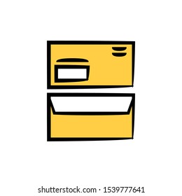 envelope icon yellow hand drawn design