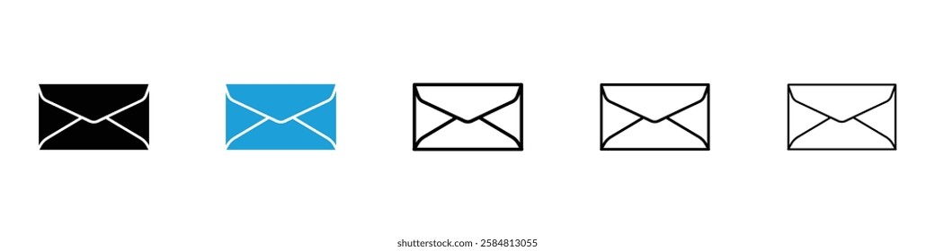 Envelope icons collection vectors in black and blue