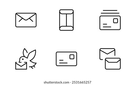 envelope icons, email and letter icon vector set design with Editable Stroke. Line, Solid, Flat Line, thin style and Suitable for Web Page, Mobile App, UI, UX design.