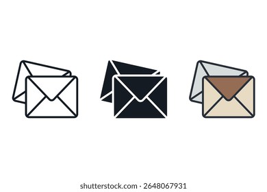 envelope icons isolated on White Background. Flat style design