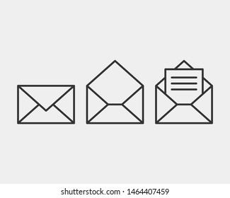Envelope icons letter. Envelop icon vector template. Mail symbol element. Mailing label for web or print design.