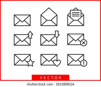 Envelope icons letter. Envelop icon vector template. Mail symbol element. Mailing label for web or print design.