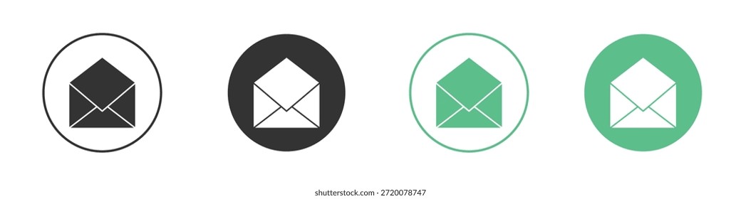 Envelope icons, Line and Silhouette Icon Set.
