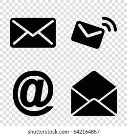 Envelope icons set. set of 4 envelope filled icons such as envelope, mail