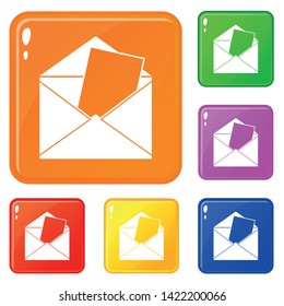 Envelope icons set collection vector 6 color isolated on white background
