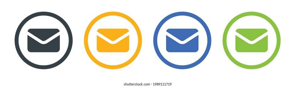 Envelope icons set on circle design.