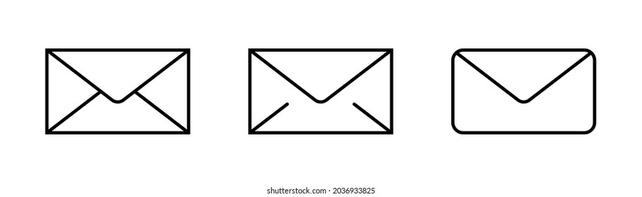 Envelope icons set. Outline mail icons. Email symbol. Transparent envelope set. Contact sign