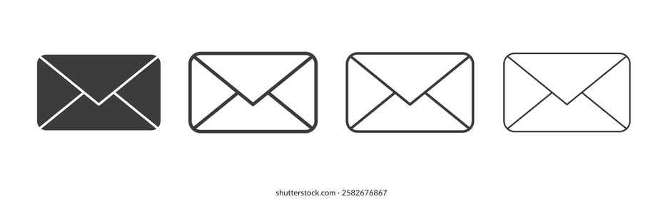 Envelope icons set vectors graphic designs