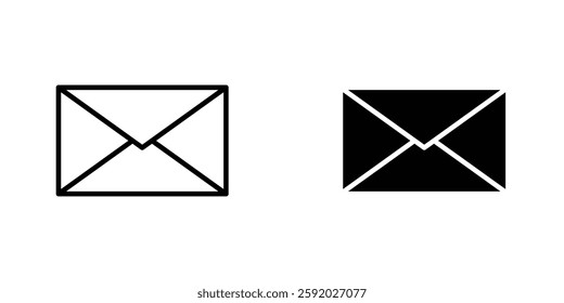 Envelope icons. stroke line and black solid icons