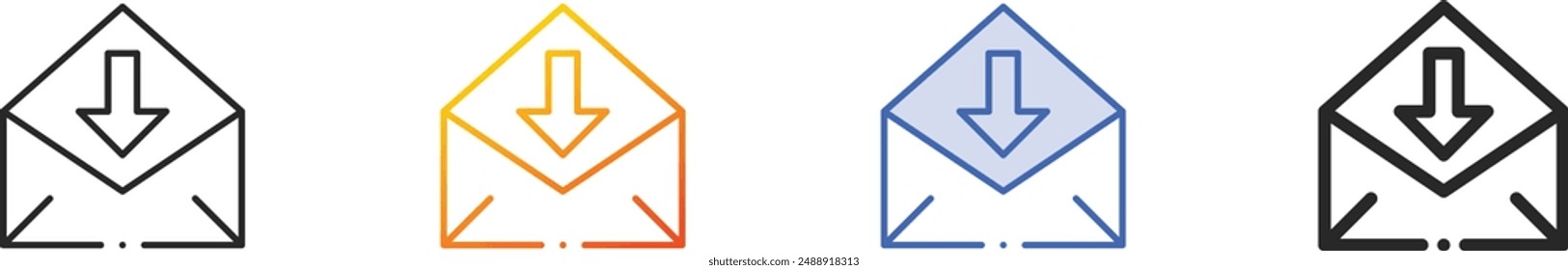 envelope icon.Thin Linear, Gradient, Blue Stroke and bold Style Design Isolated On White Background