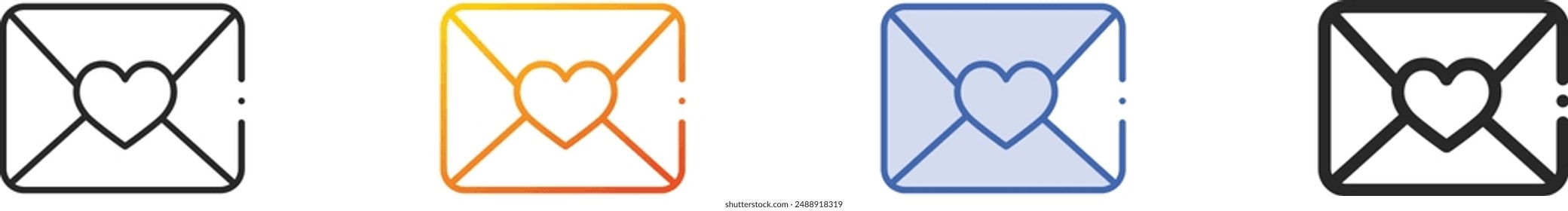 envelope icon.Thin Linear, Gradient, Blue Stroke and bold Style Design Isolated On White Background