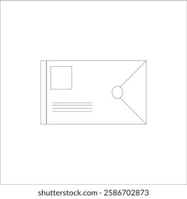 Envelope illustration icon, outline style, flat, suitable for symbols, images, websites, mobile