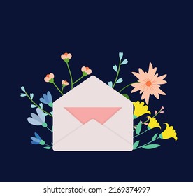 Envelope illustration. New mail flat icon. Postcard design. Incoming letter. Invitation template