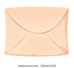 An envelope illustration in soft cream hues with subtle shadows and smooth curves. This postal element is perfect for invitations, mailing applications, business correspondence, and festive designs